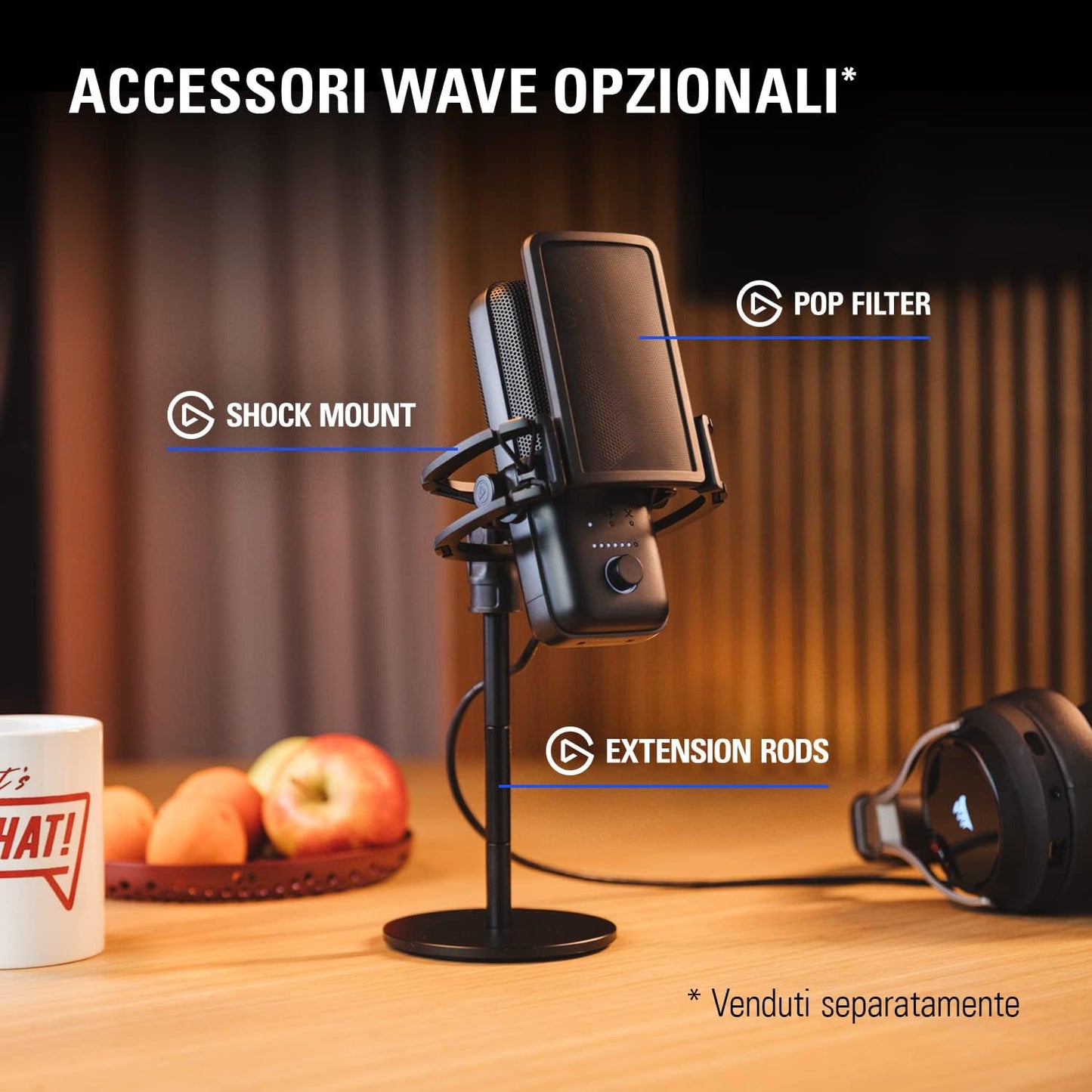 Elgato Wave:3 - Premium Studio Quality USB Condenser Microphone for Streaming, Podcast, Gaming and Home Office, Free Mixer Software, Sound Effect Plugins, Anti-Distortion, Plug ’n Play, for Mac, PC