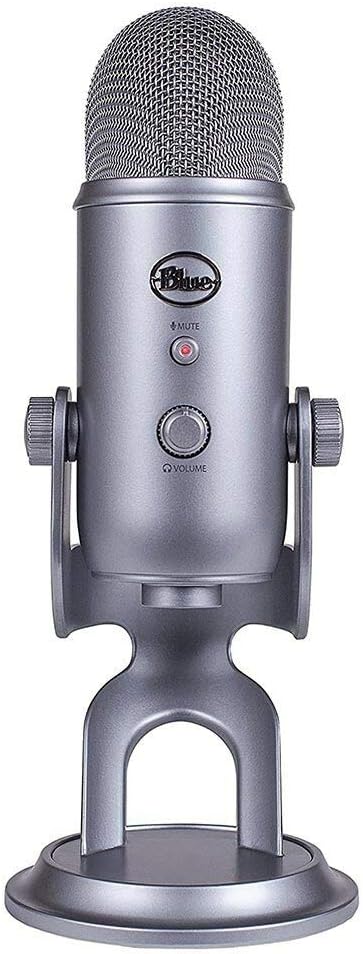 Blue Yeti USB Mic for Recording & Streaming on PC and Mac, 3 Condenser Capsules, 4 Pickup Patterns, Headphone Output and Volume Control, Mic Gain Control, Adjustable Stand, Plug & Play - Space Gray
