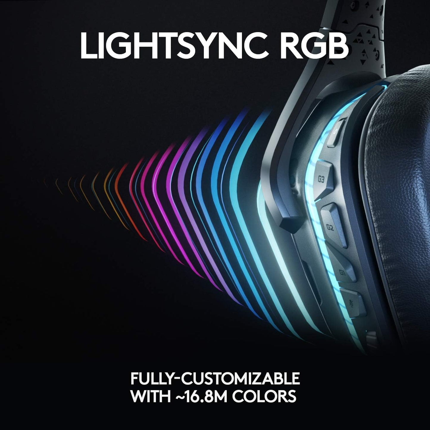 Logitech G635 DTS, X 7.1 Surround Sound LIGHTSYNC RGB PC Gaming Headset,Black