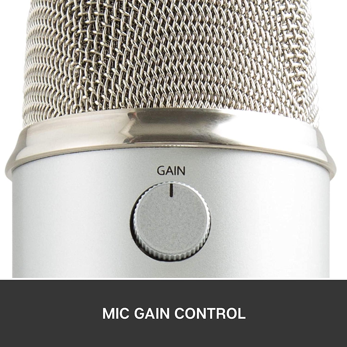 Blue Yeti USB Mic for Recording & Streaming on PC and Mac, 3 Condenser Capsules, 4 Pickup Patterns, Headphone Output and Volume Control, Mic Gain Control, Adjustable Stand - Silver