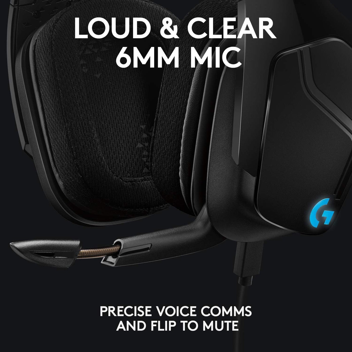 Logitech G635 DTS, X 7.1 Surround Sound LIGHTSYNC RGB PC Gaming Headset,Black