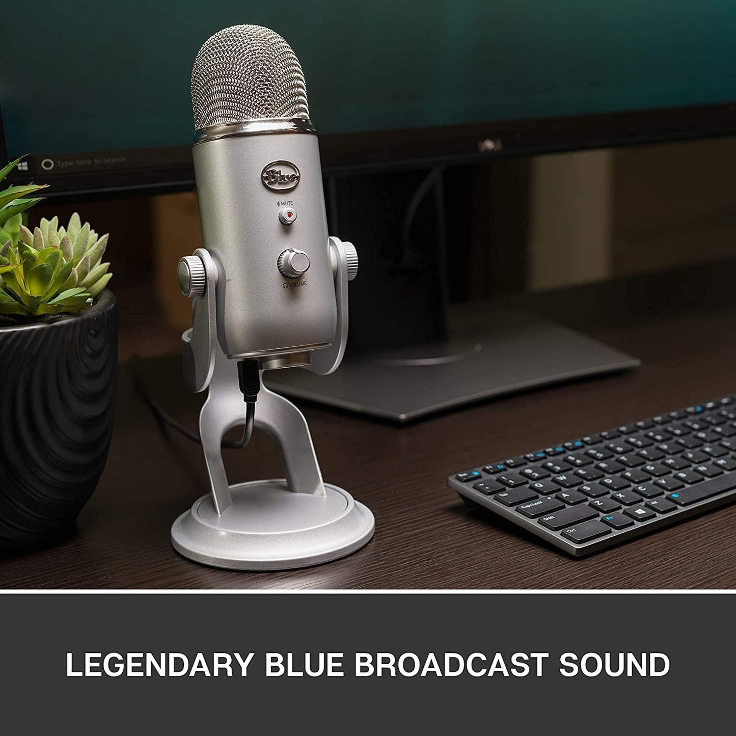 Blue Yeti USB Mic for Recording & Streaming on PC and Mac, 3 Condenser Capsules, 4 Pickup Patterns, Headphone Output and Volume Control, Mic Gain Control, Adjustable Stand - Silver