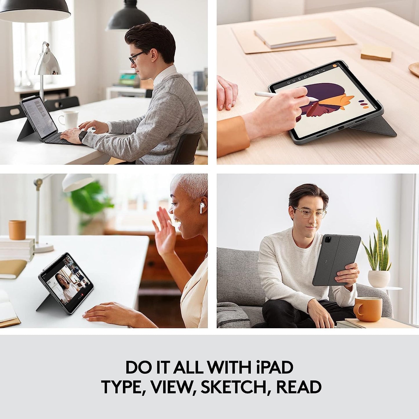 Logitech Combo Touch iPad Pro 11-inch  Keyboard Case -Oxford Gray