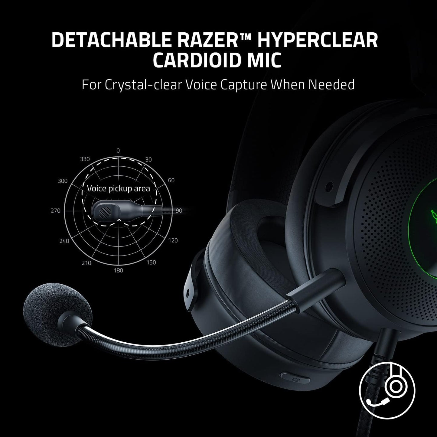 Razer Kraken V3 HyperSense Wired USB Gaming Headset w/Haptic Technology: Triforce Titanium 50mm Drivers - THX Spatial Audio - Hybrid Fabric & Leatherette Memory Foam Cushions - Detachable Mic
