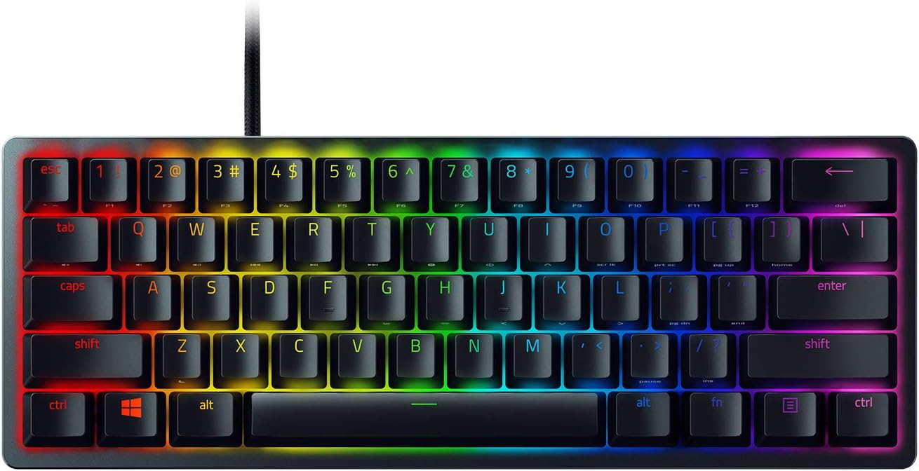 Razer Huntsman Mini (Red Switch) - Compact 60% Gaming Keyboard (Linear Optical Switches, Doubleshot PBT Keycaps, Removable USB-C Cable) QWERTY US Layout | Black