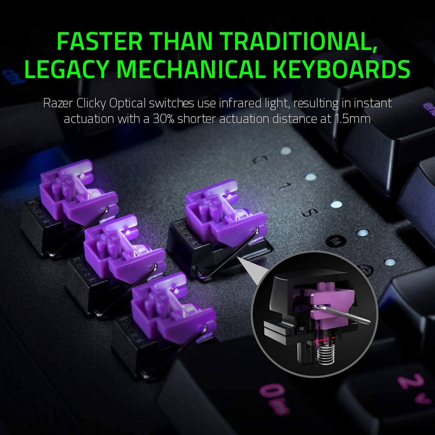 Razer Huntsman Elite: Opto-Mechanical Switch - Multi-Functional Digital Dial & Media Keys - Leatherette Wrist Rest - 4-Side Underglow - Gaming Keyboard