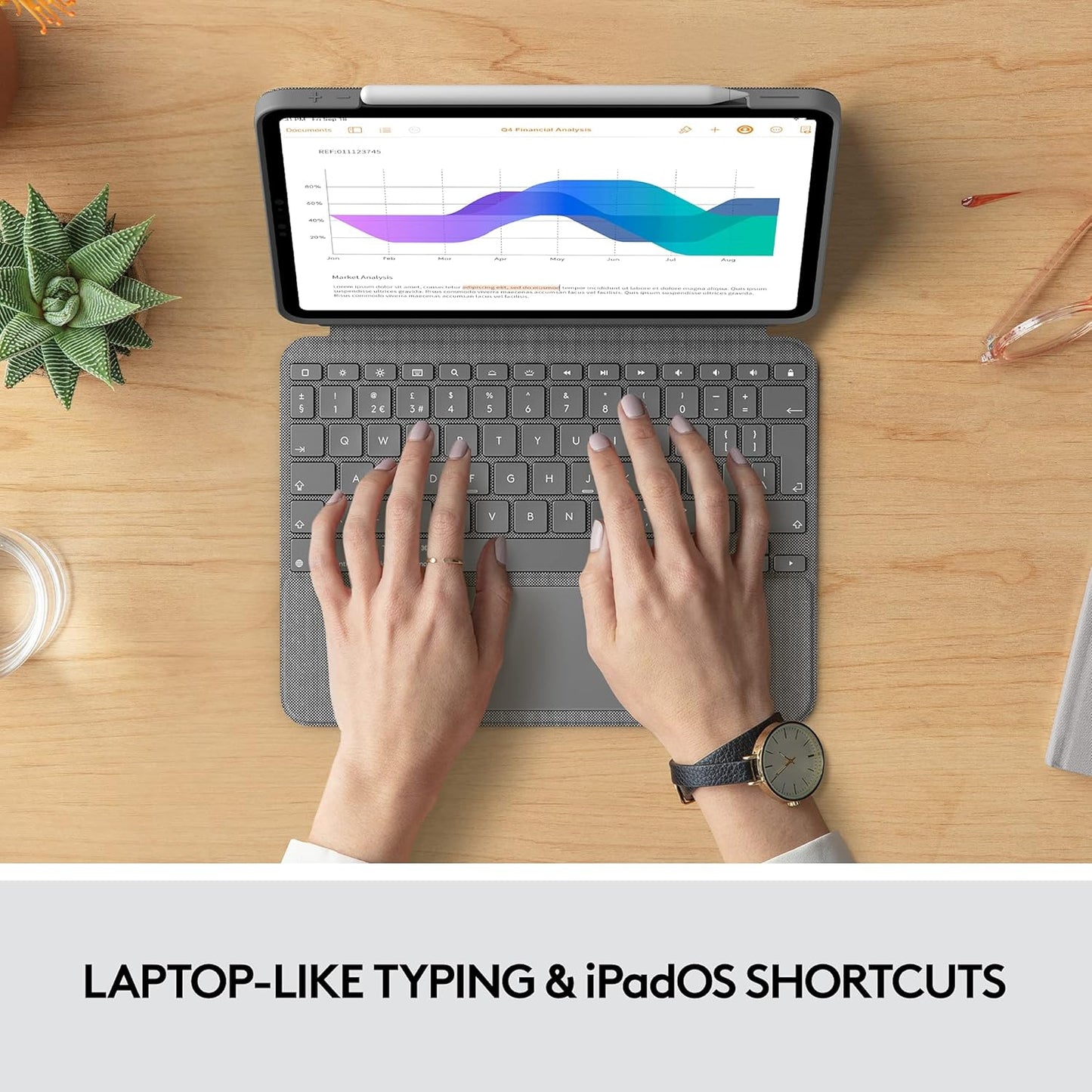 Logitech Combo Touch Backlit Keyboard Case with Trackpad for Pad Pro 11" 1st, 2nd, 3rd and 4th Gen, Oxford Gray