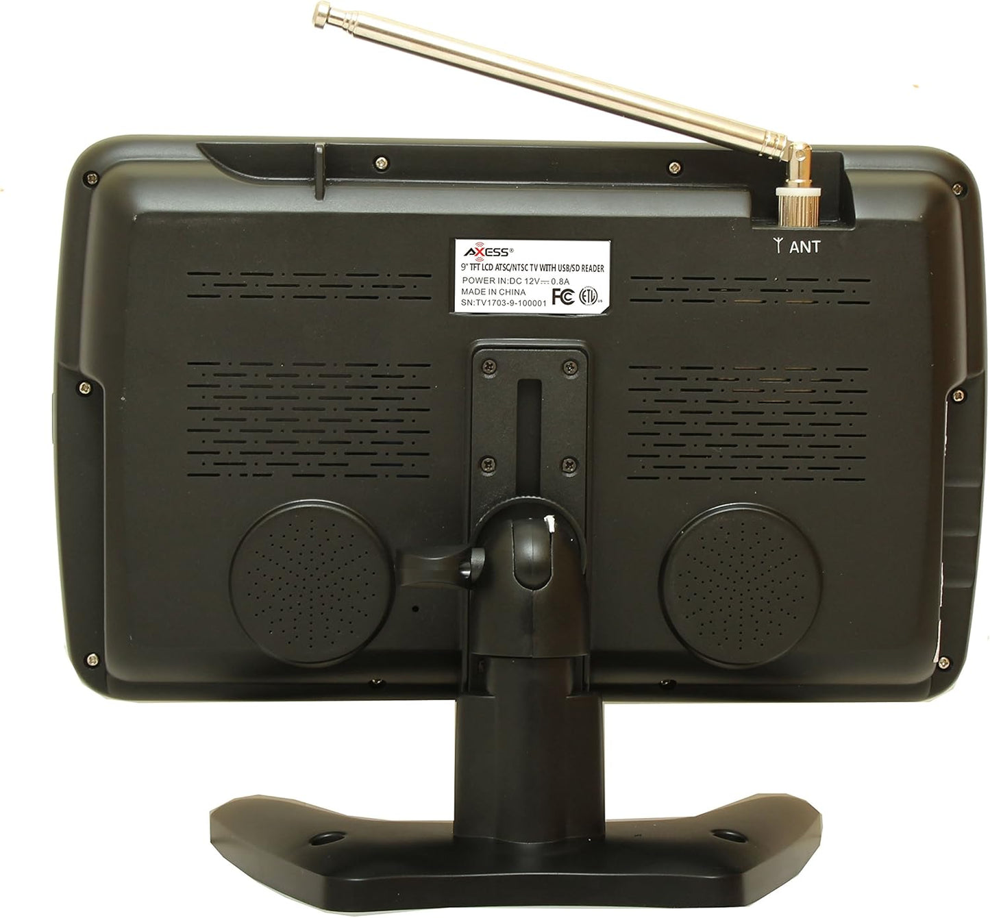 Axess Portable TV 9" Battery Powered Widescreen LCD Small TV TV1703-9 with ATSC Digital Tuner 2 Antennas, USB/SD Card & Headphone Inputs, AV Inputs & Full Func. Remote. Mini TV for Car, RV, Outdoor